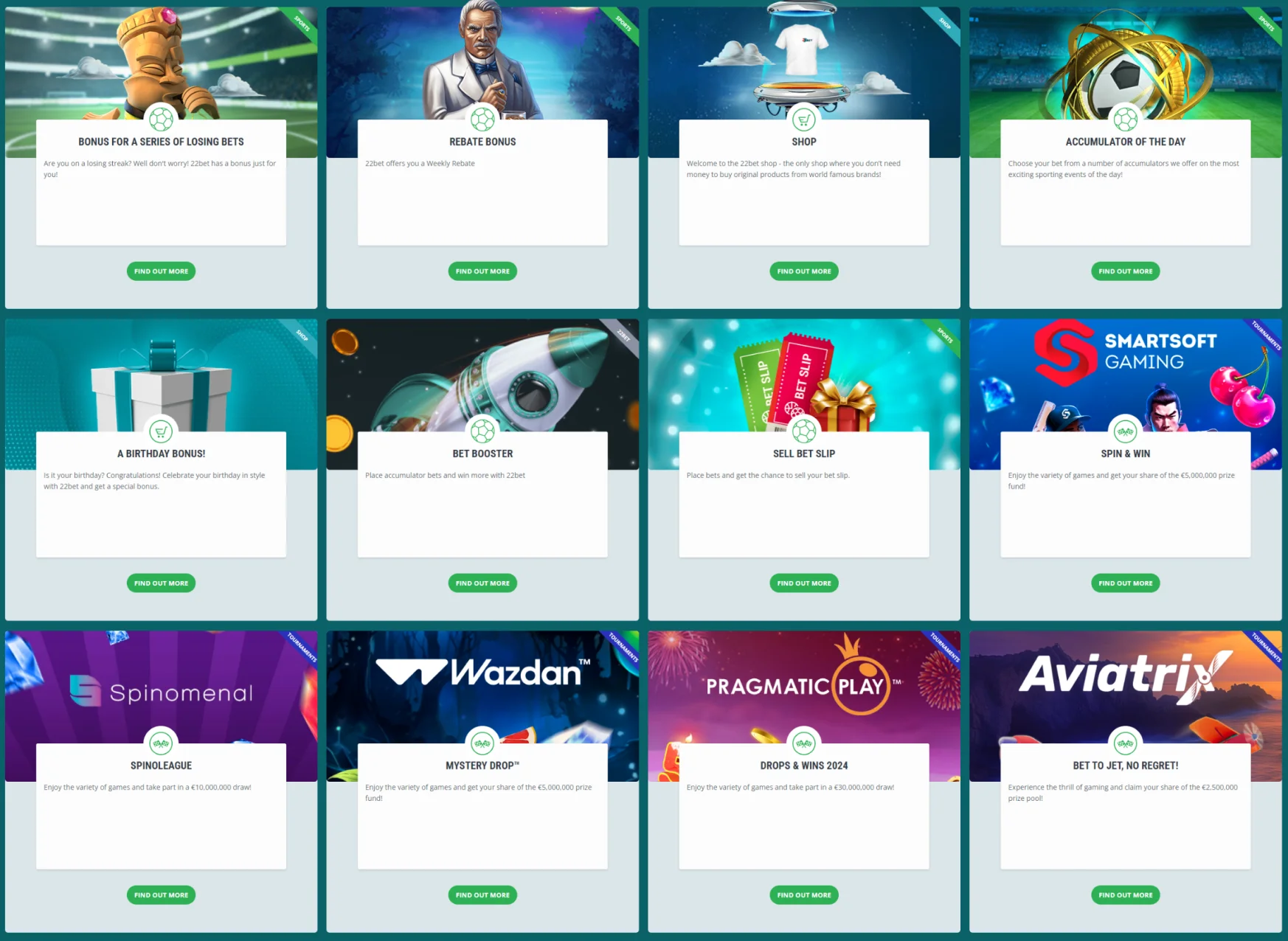 22Bet Casino Bonuses