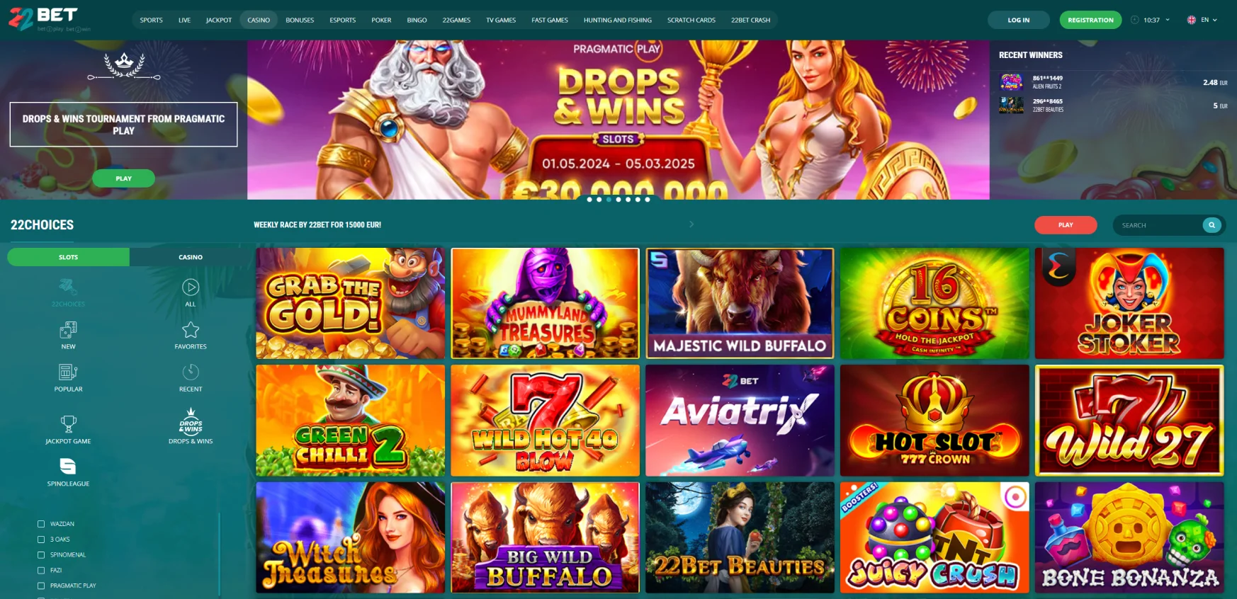 22Bet Slot Games